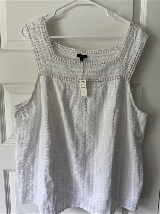 Talbots Tops - Talbots White Textured Square-Neck Sleeveless Tank